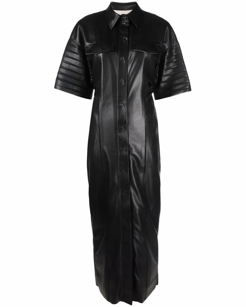 Nanushka Schmales Kleid in Lederoptik - Schwarz Schwarz