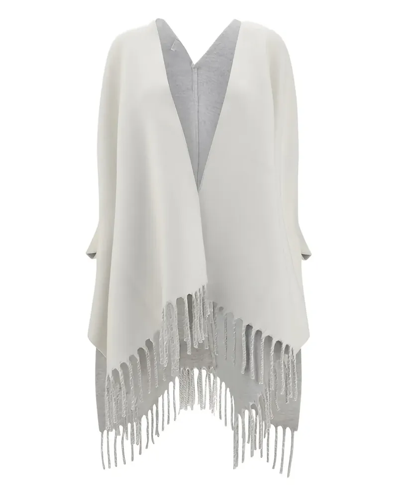 Brunello Cucinelli fringed poncho - Weiß Weiß