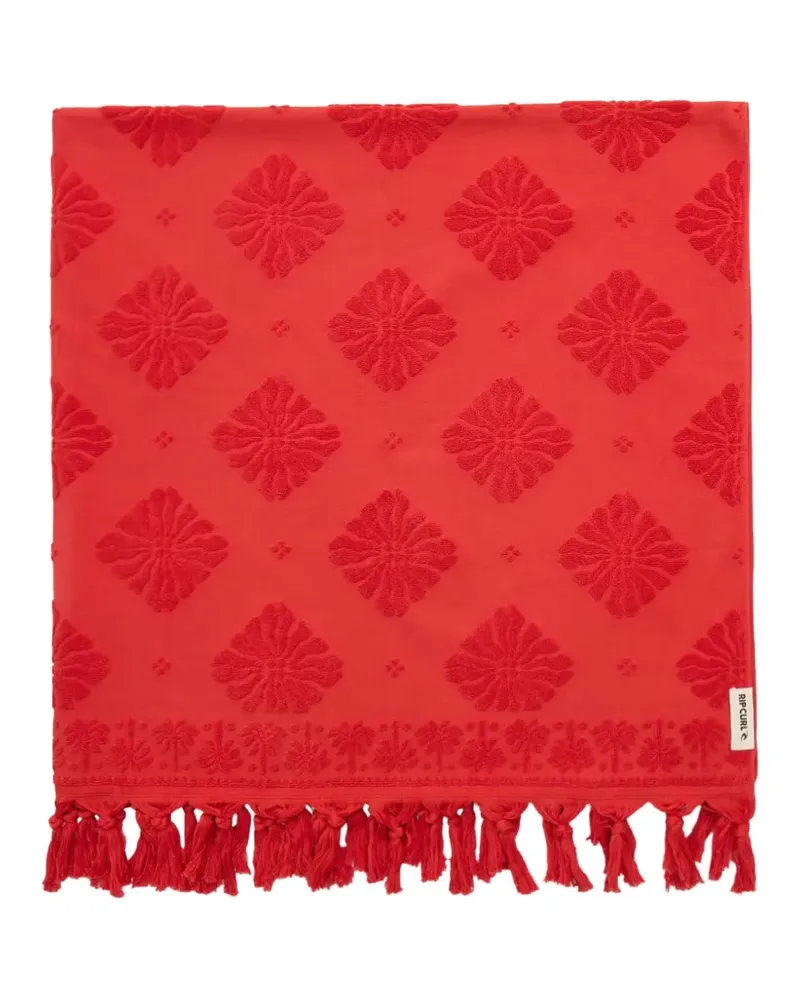 Rip Curl Jacquard-Strandtuch mit Quastenbesatz - Rot Rot
