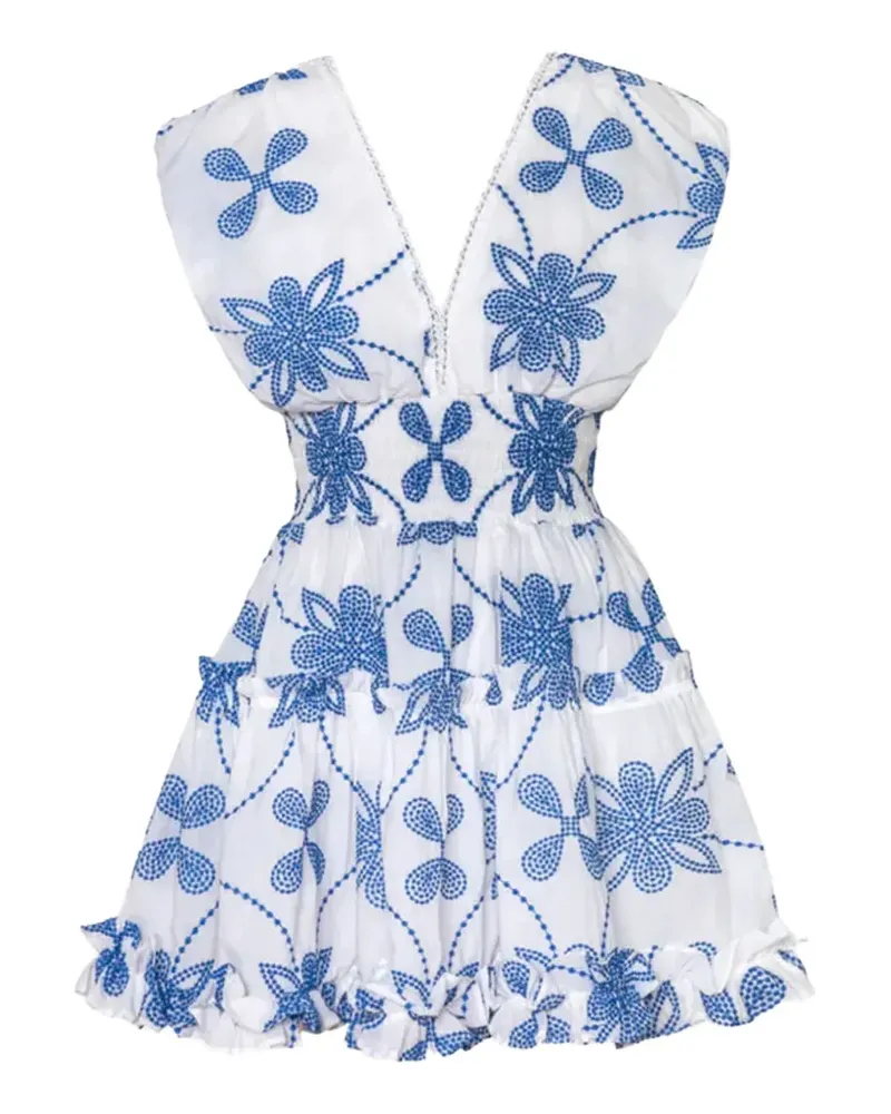 WAIMARI Gerüschtes Giselle Minikleid mit Stickerei - Weiß Weiß