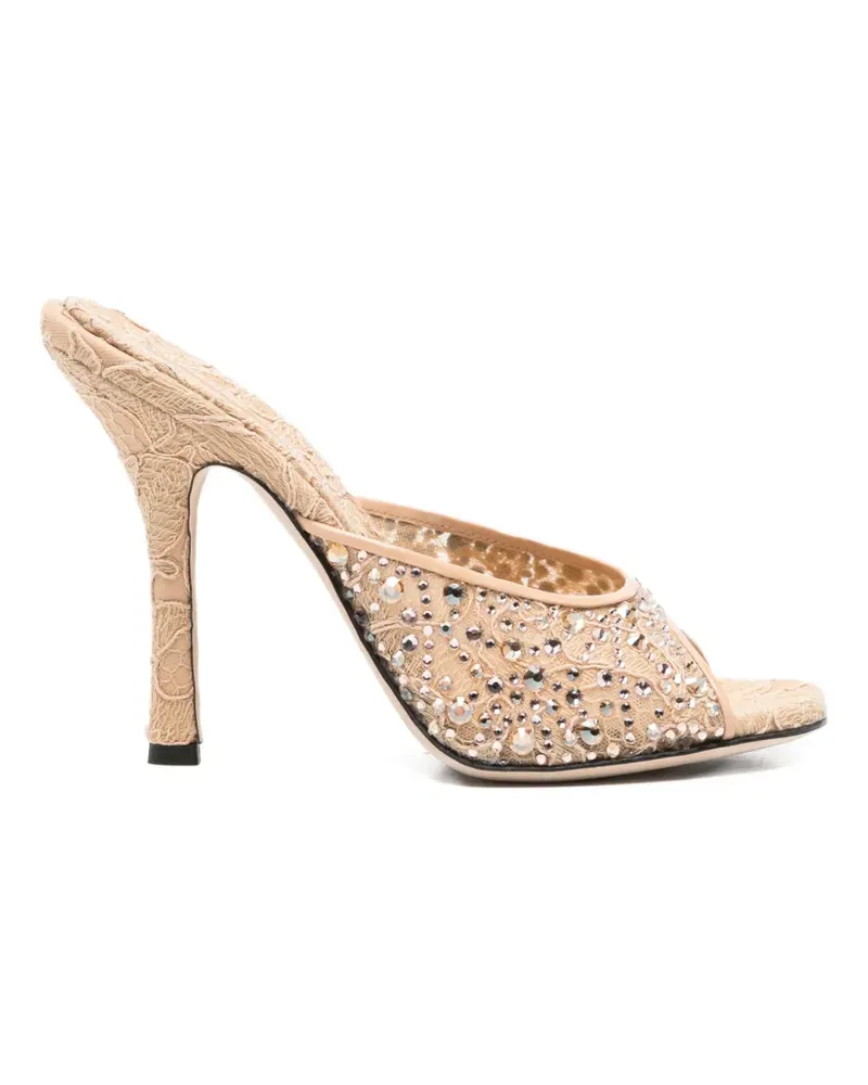 Ermanno Scervino crystal-embellished lace sandals - Nude Nude
