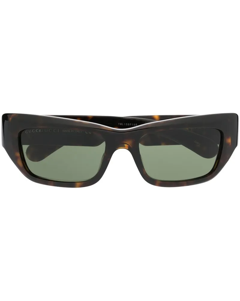 Gucci Sonnenbrille mit Logo-Schild - Braun Braun