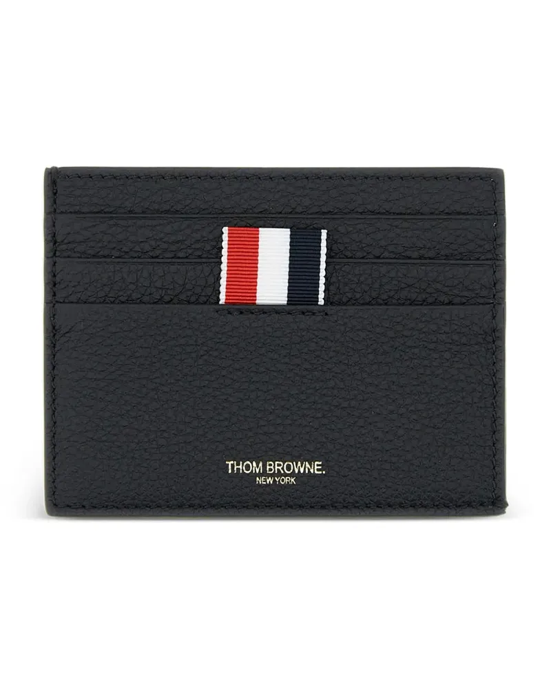 Thom Browne pebble-grain striped-tab card holder - Schwarz Schwarz