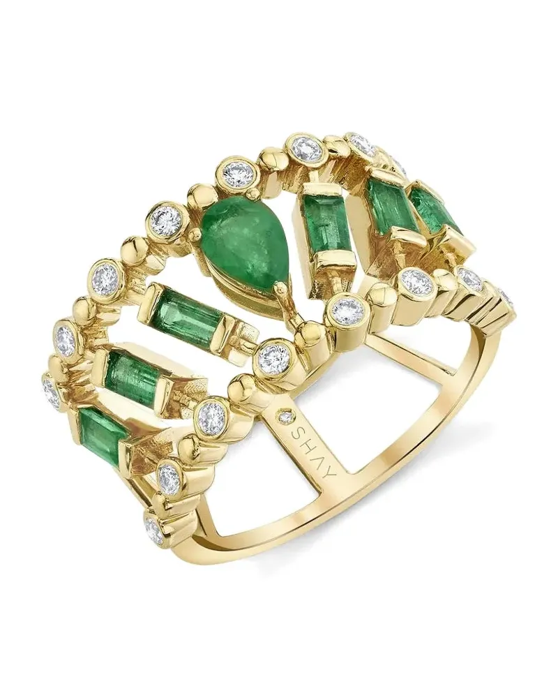 SHAY 18kt Dot Dash Gelbgoldring mit Smaragd Gold