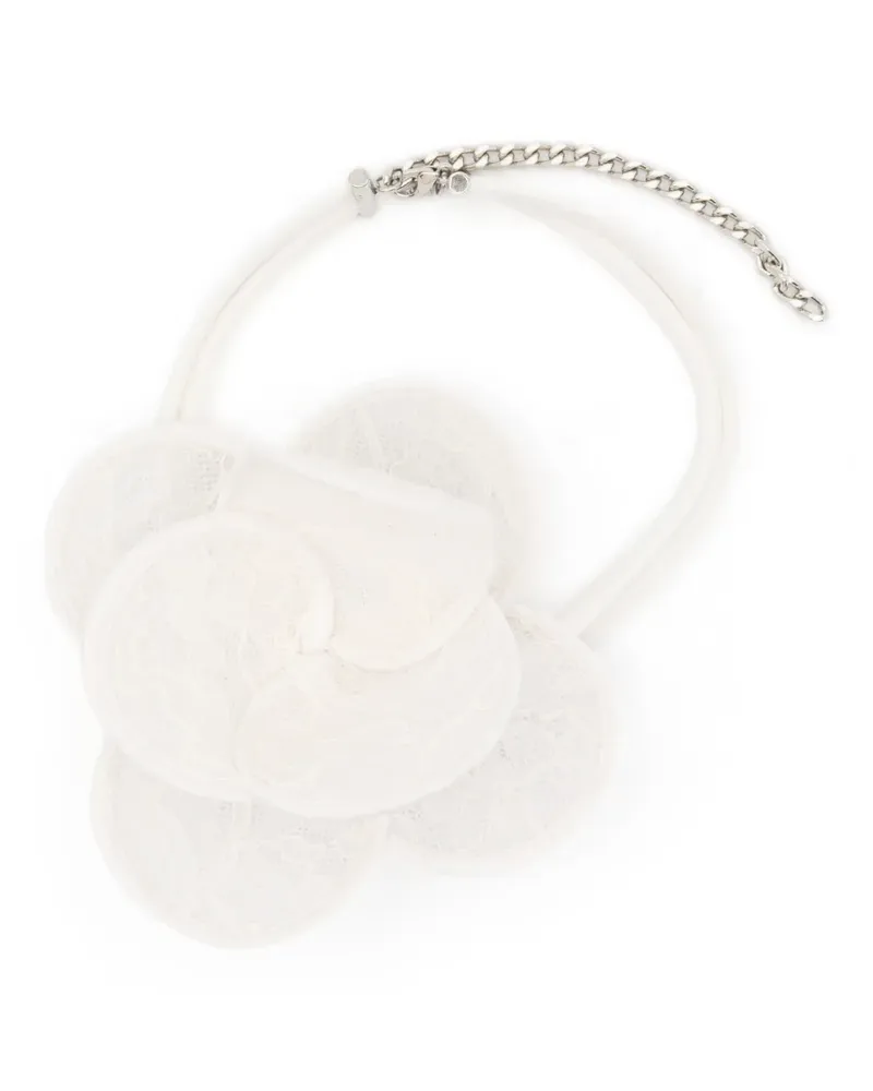David Koma 3D Lace Flower necklace - Weiß Weiß