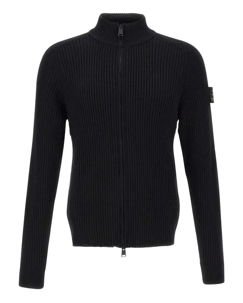 Premiata ribbed-knit zip-up cardigan - Schwarz Schwarz