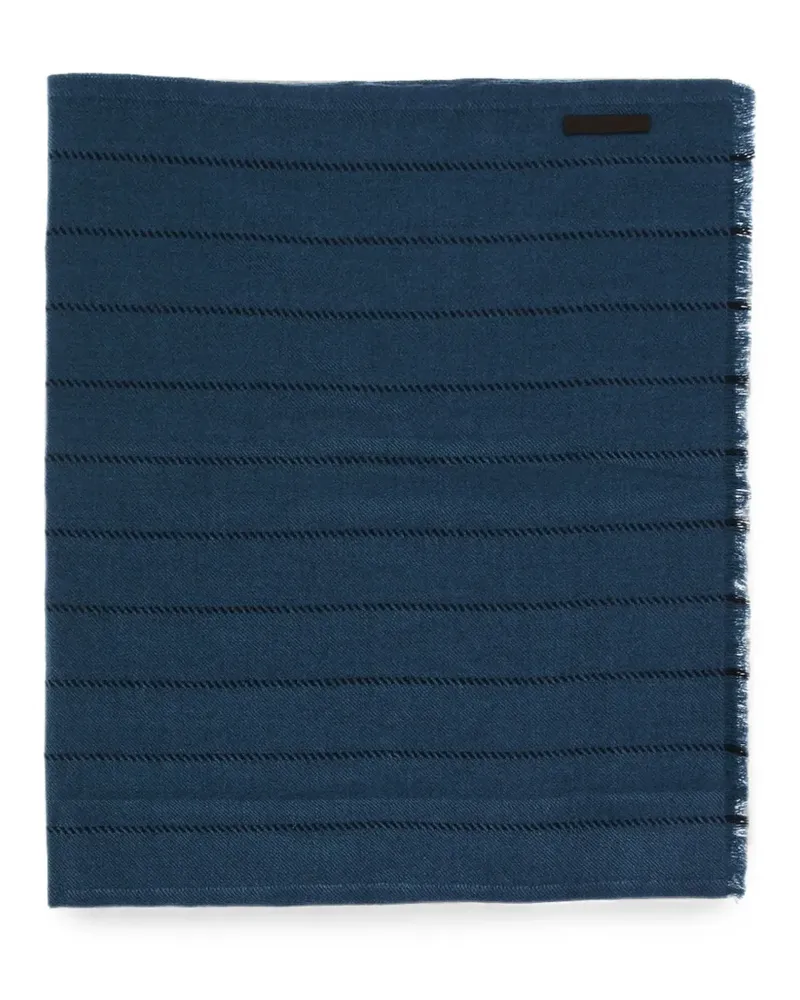 Ermenegildo Zegna Gestreifter Schal mit Fransen - Blau Blau