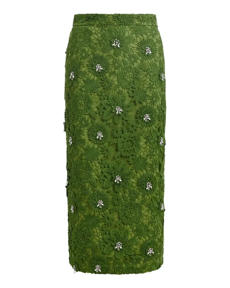 Essentiel floral lace rhinestone midi skirt - Grün Grün