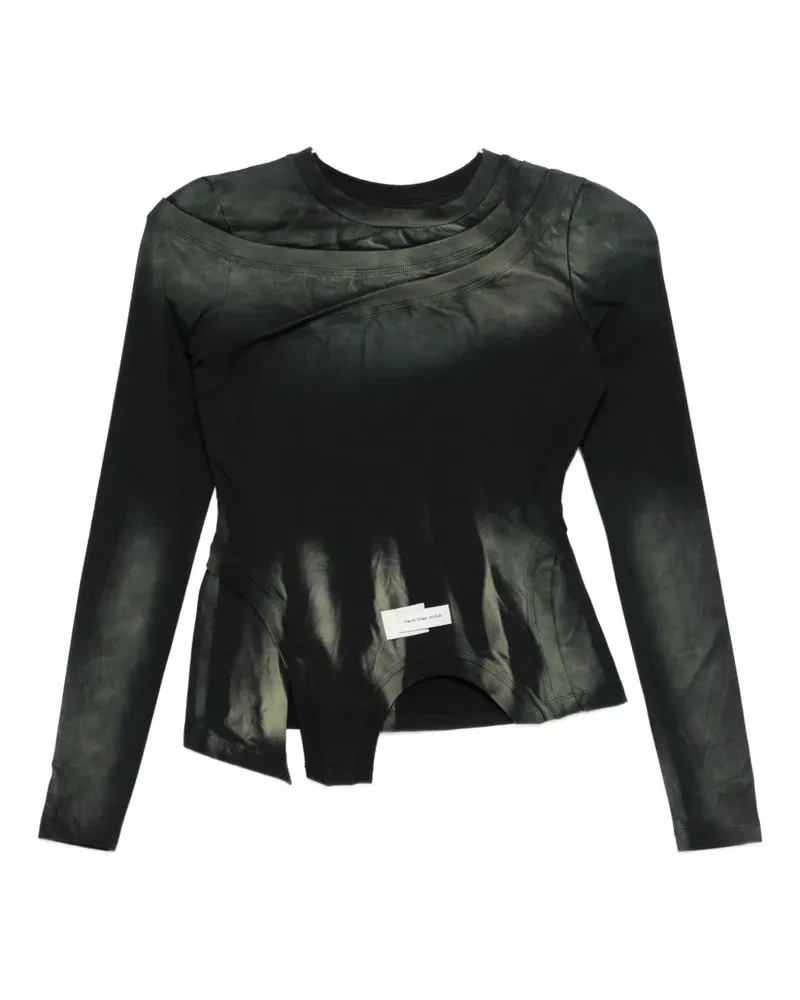 Feng Chen Wang panelled asymmetric T-shirt - GREEN Green