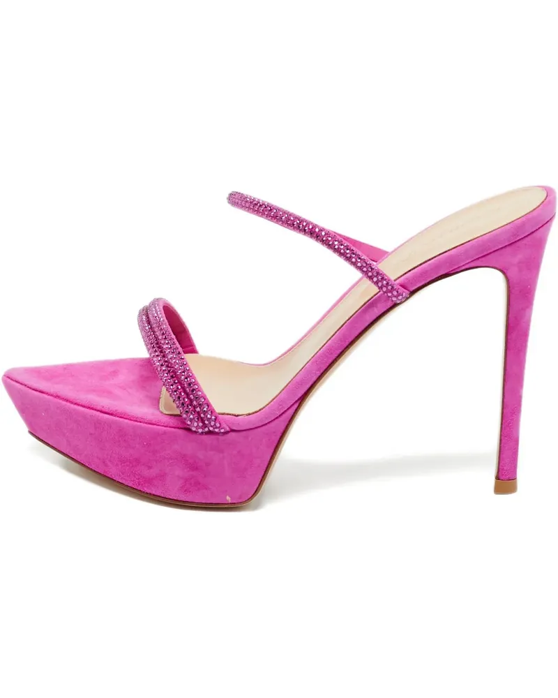 Gianvito Rossi Cannes crystals suede sandals - Rosa Rosa