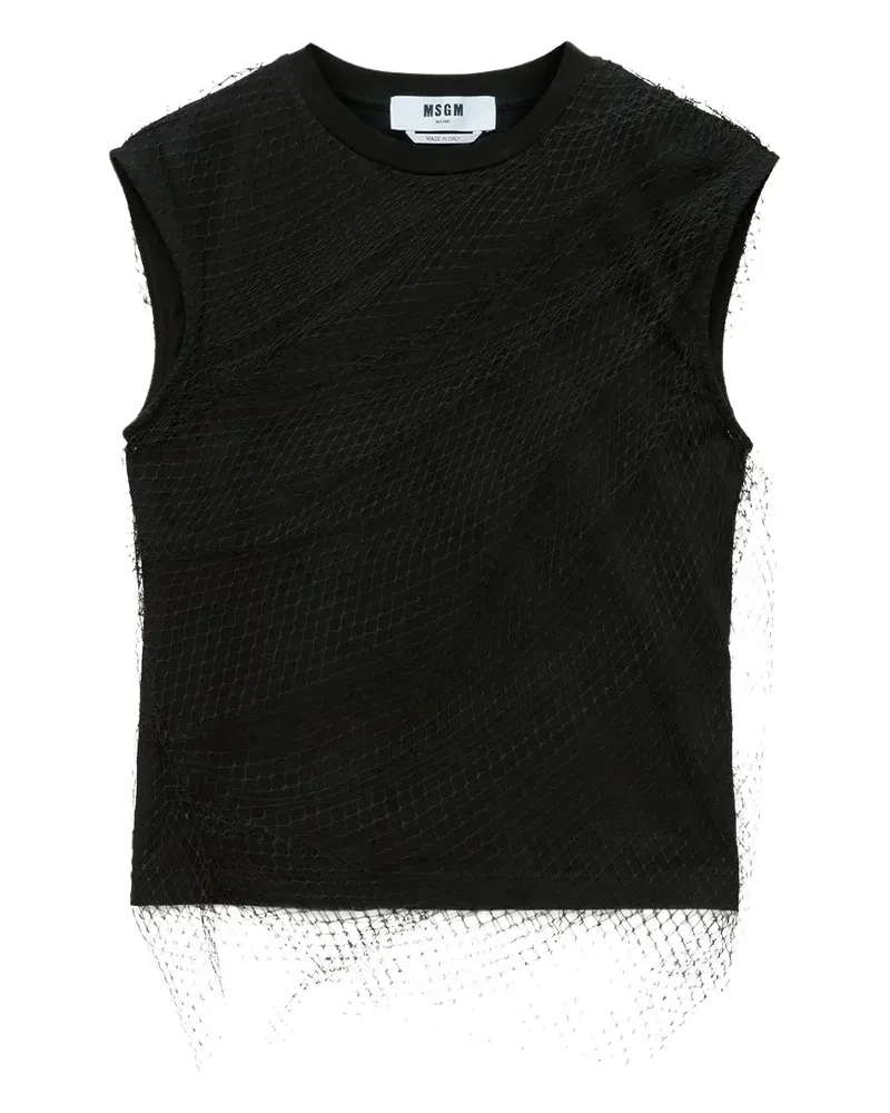 MSGM mesh-overlay tank top - Schwarz Schwarz