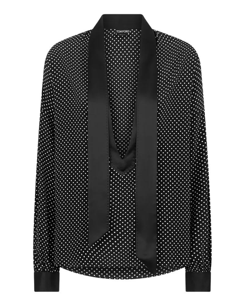 Tom Ford Lavalliere Smoking-Bluse mit Polka Dots - Schwarz Schwarz