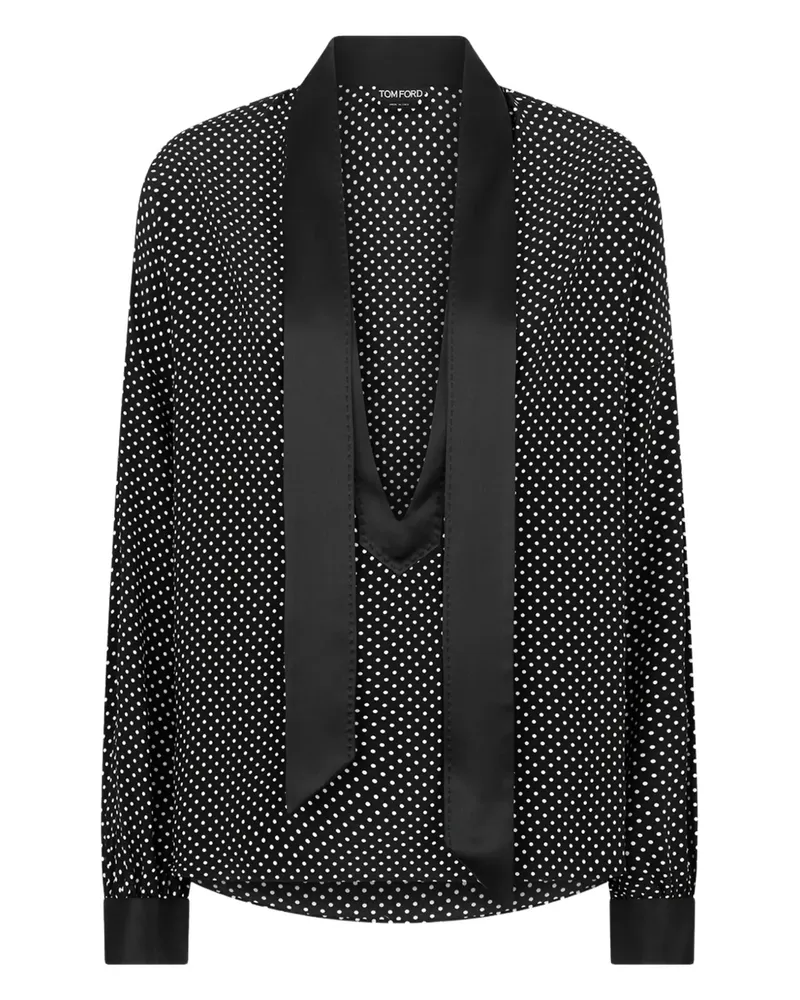 Tom Ford Lavalliere Smoking-Bluse mit Polka Dots - Schwarz Schwarz