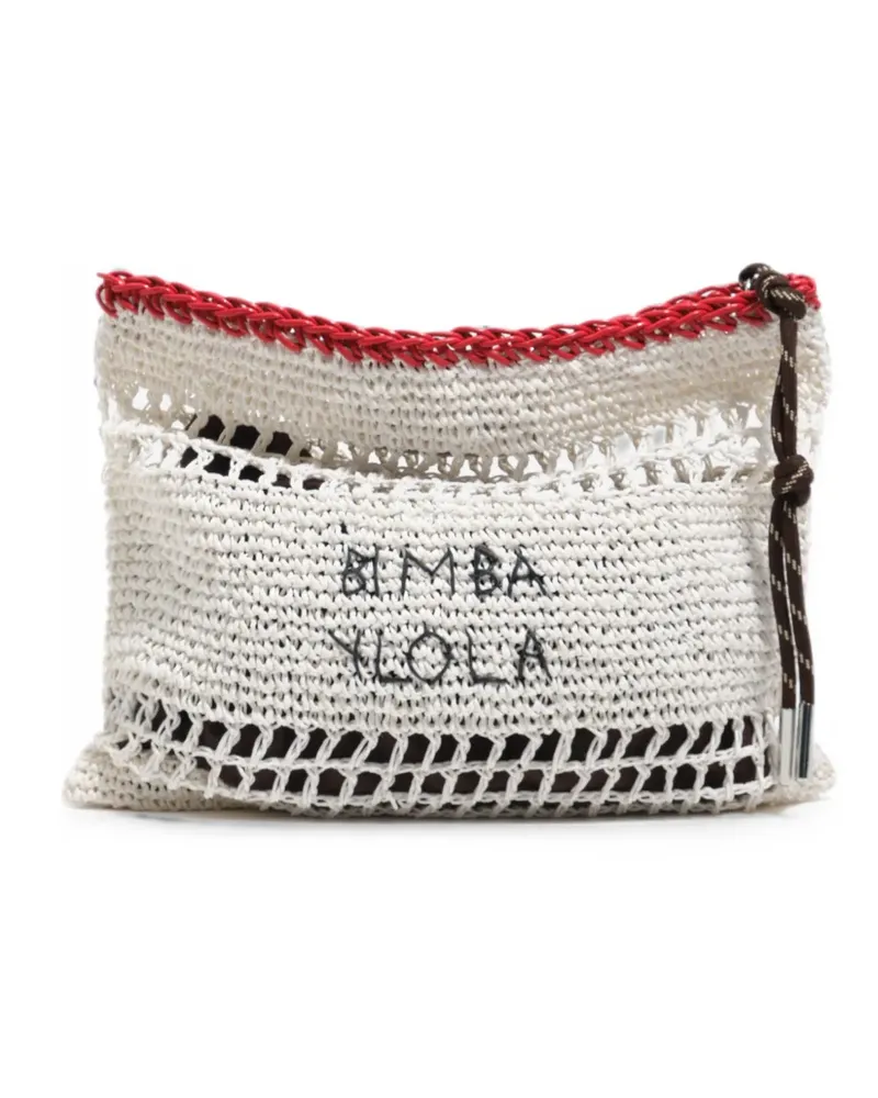 BIMBA Y LOLA Mittelgroße Handtasche mit Raffiabast-Effekt - Weiß Weiß