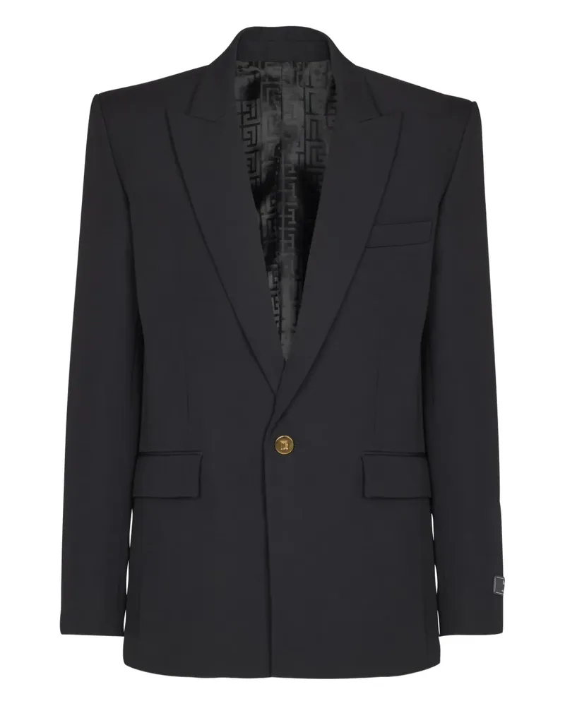 Balmain Wolljacke mit einem Knopf - Schwarz Schwarz