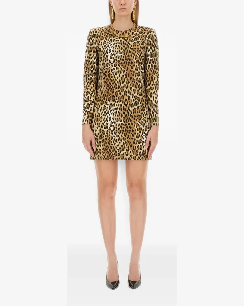 Moschino animal-pattern mini dress - Nude Nude