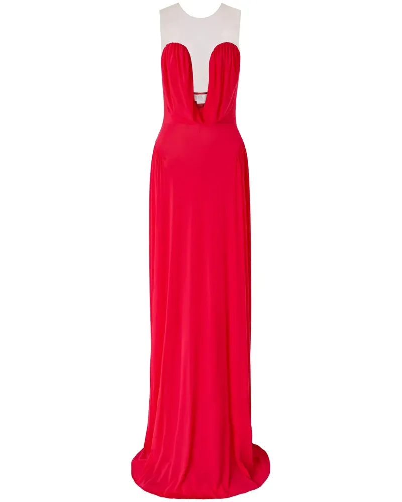 Genny Abendkleid mit Mesh-Einsatz - Rot Rot