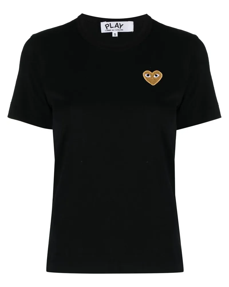 Comme des Garçons T-Shirt mit Herzstickerei - Schwarz Schwarz