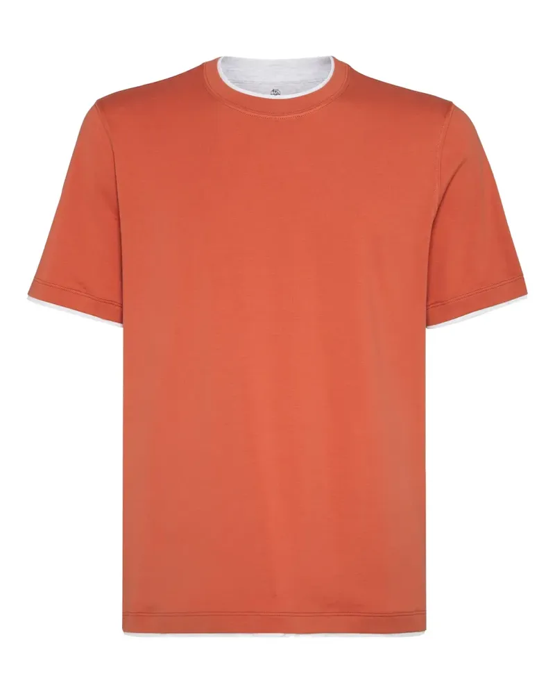 Brunello Cucinelli T-Shirt mit Kontrastbesatz - Orange Orange