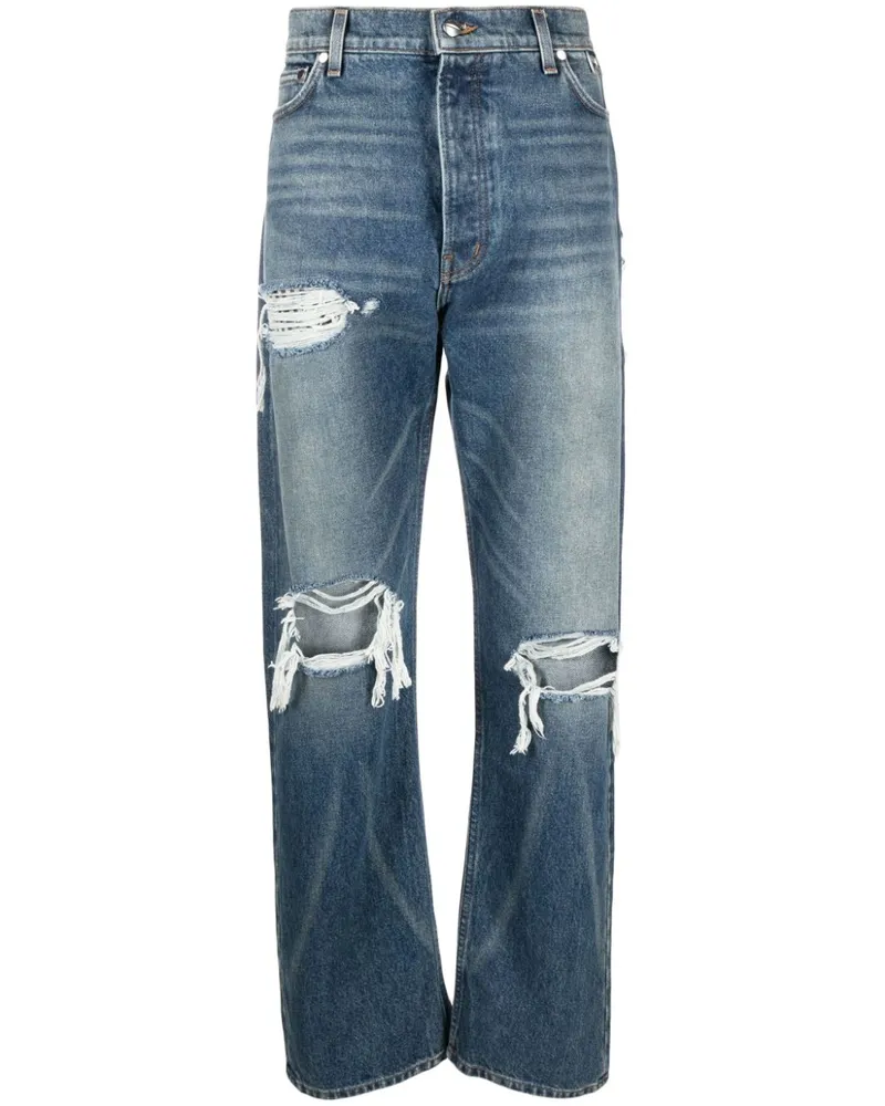 RHUDE Boxer Jeans im Distressed-Look - Blau Blau