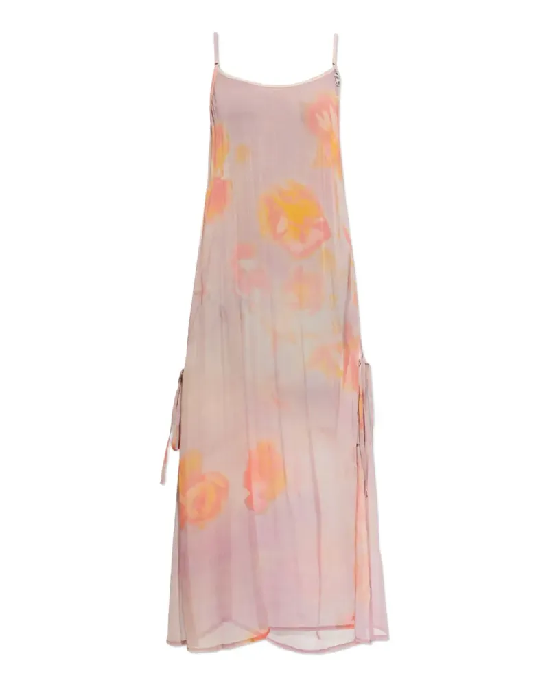 Diesel floral-print crystal-logo midi dress - Rosa Rosa