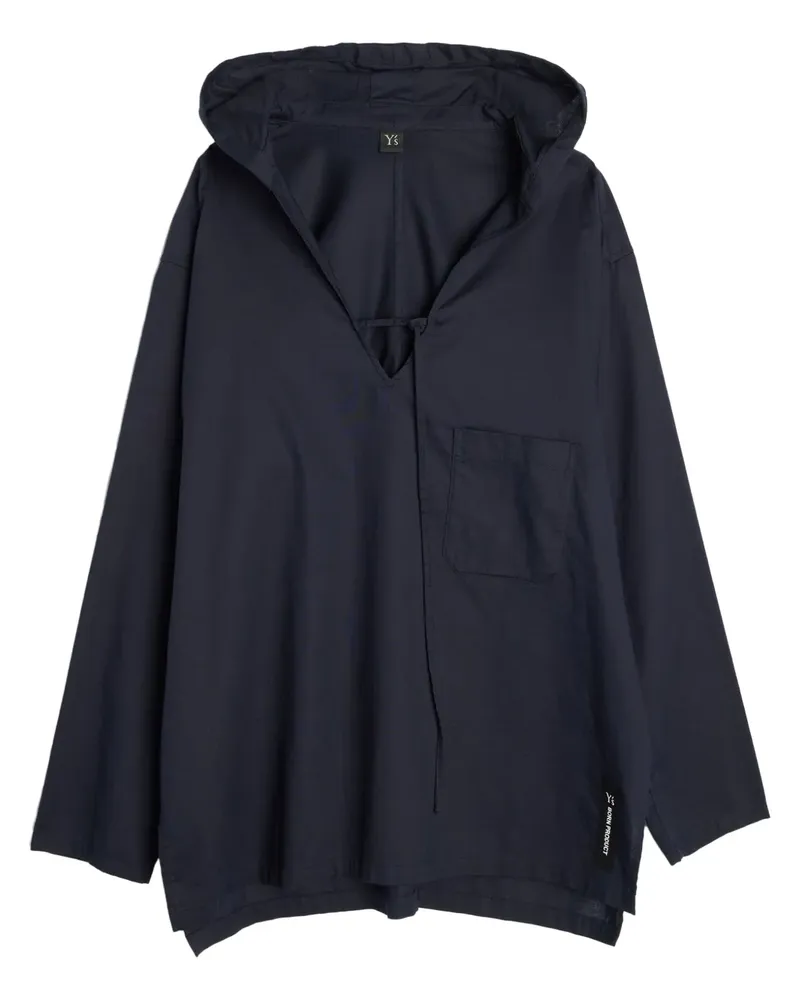 Yohji Yamamoto Hoodie mit offenem Kragen - Blau Blau