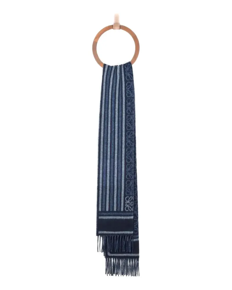 Loewe striped fringed scarf - Blau Blau