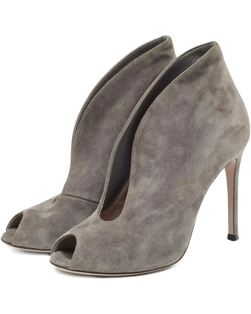 Gianvito Rossi Peeptoe-Pumps aus Wildleder 100mm - Grau Grau