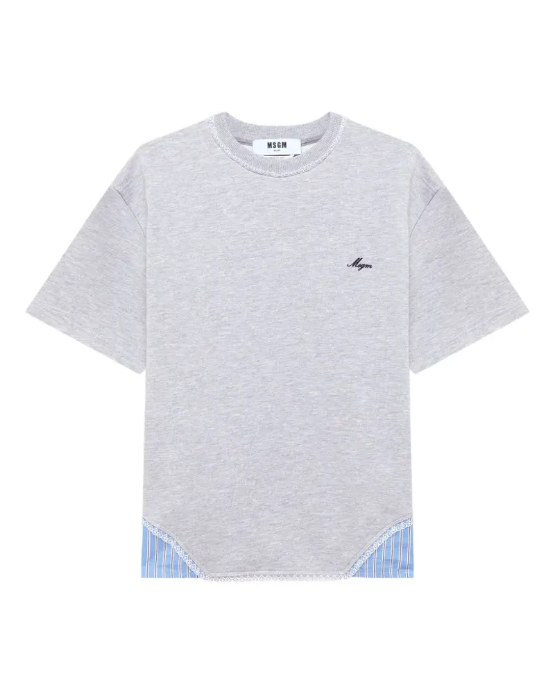 MSGM T-Shirt mit Spitzenborte - Grau Grau