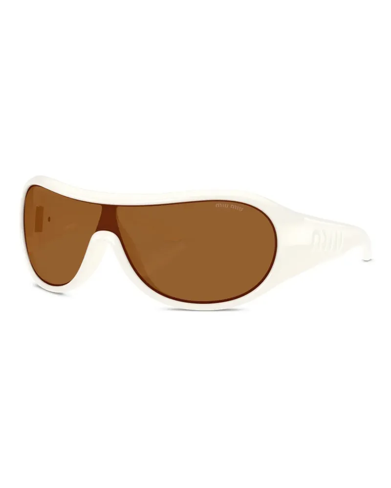 Miu Miu logo-embossed shield-frame sunglasses - Weiß Weiß