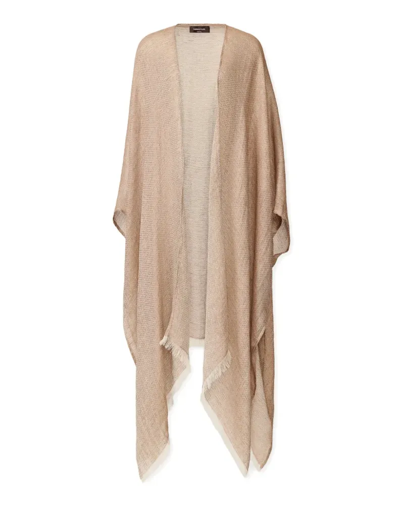 Fabiana Filippi metallic-effect frayed-edge poncho - Nude Nude