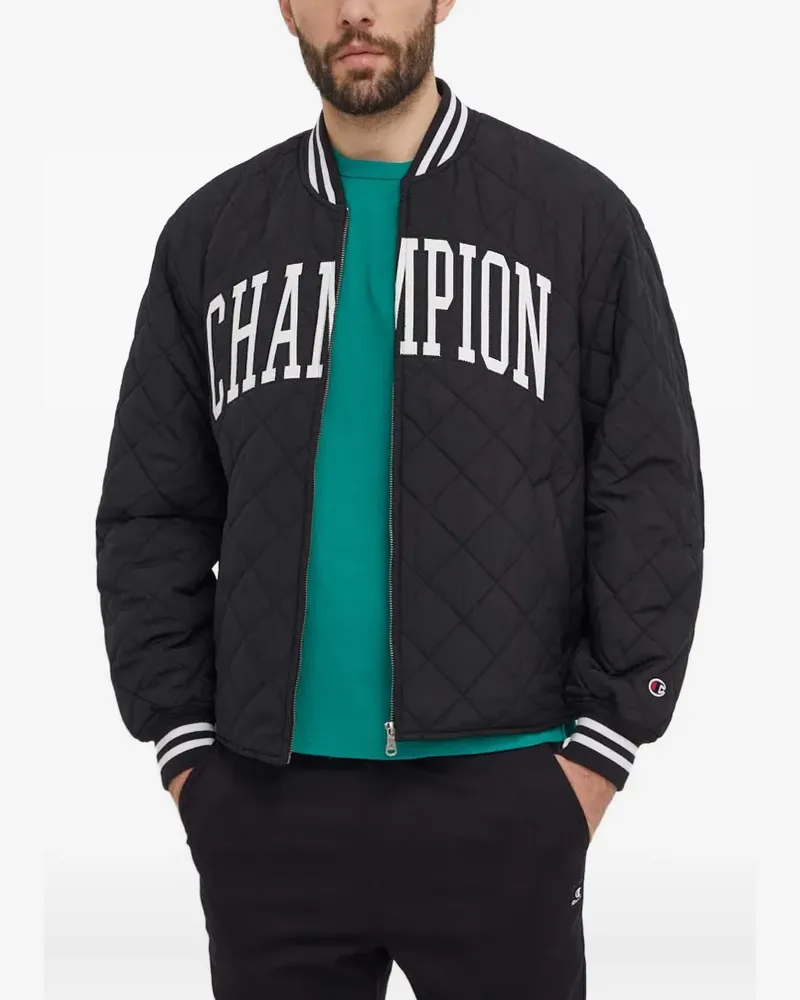 Champion Gesteppte Bomberjacke mit Logo-Applikation - Schwarz Schwarz