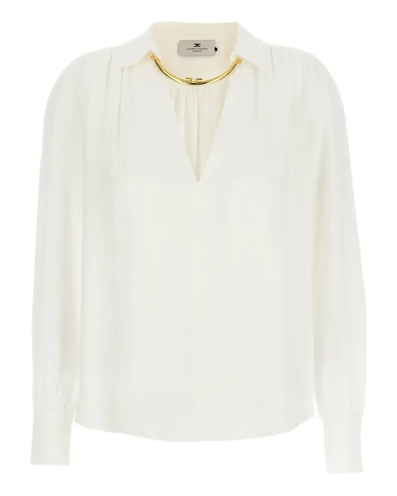 Elisabetta Franchi Bluse mit abnehmbarer Halskette - Weiß Weiß