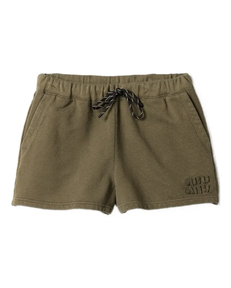 Miu Miu logo-detail sweat shorts - Grün Grün