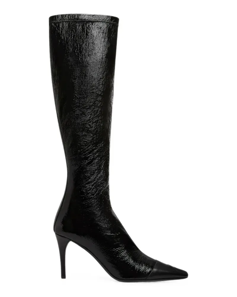Courrèges Stiefel mit Knitteroptik - Schwarz Schwarz