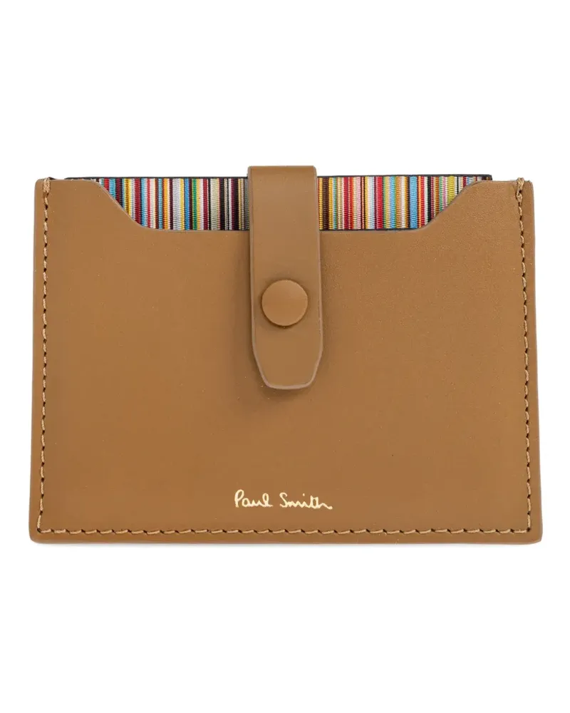 Paul Smith snap-button-closure striped-detail card holder - Braun Braun
