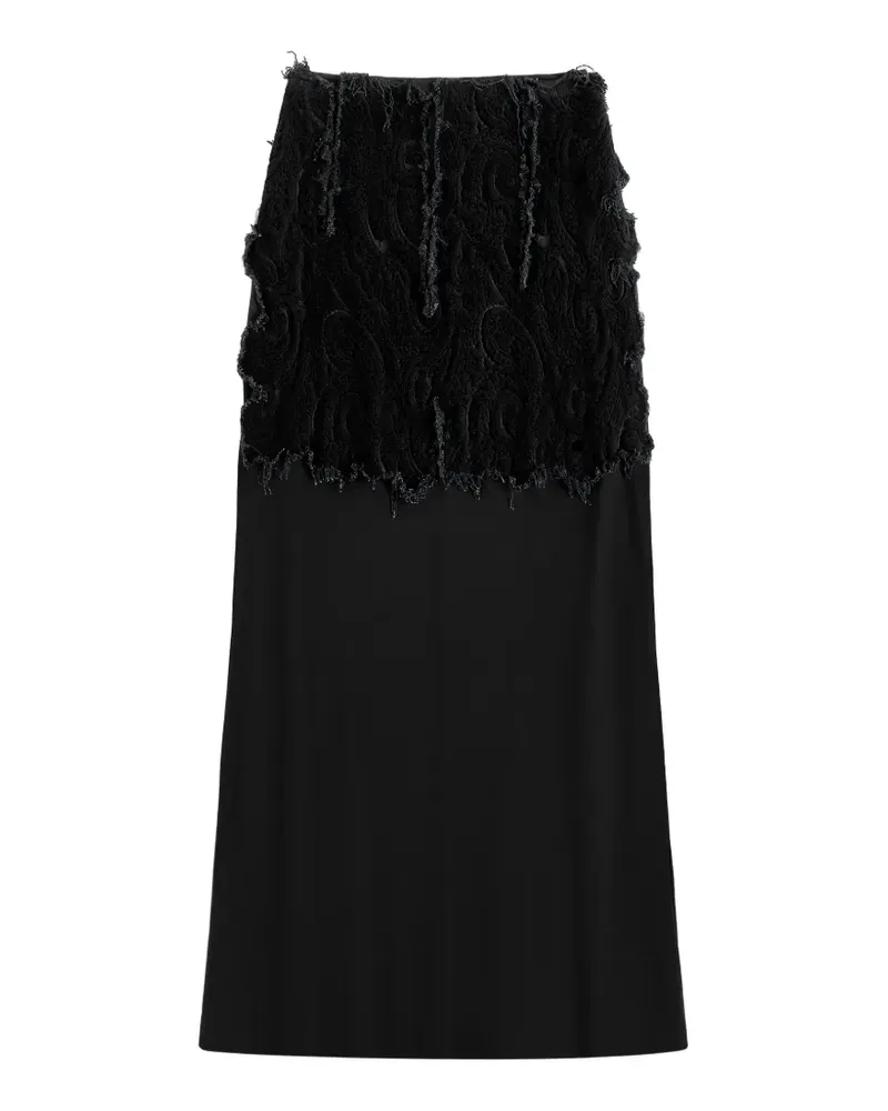 Maison Margiela Ausgestellter Maxirock mit Spitzen-Overlay - Schwarz Schwarz