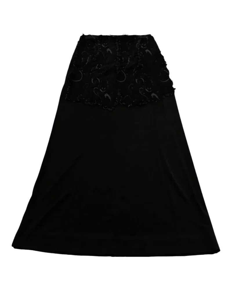 Maison Margiela Ausgestellter Maxirock mit Spitzen-Overlay - Schwarz Schwarz