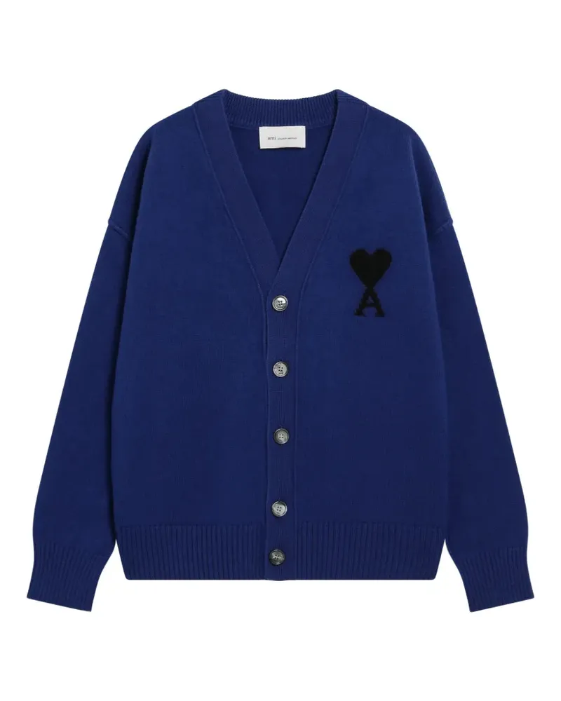 AMI Paris Ami de Coeur Cardigan mit V-Ausschnitt - Blau Blau