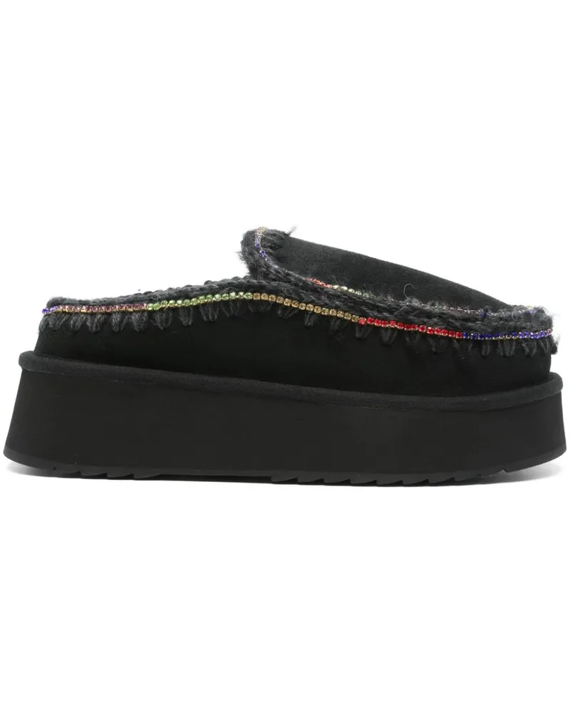 Mou Mules mit Strass - Schwarz Schwarz