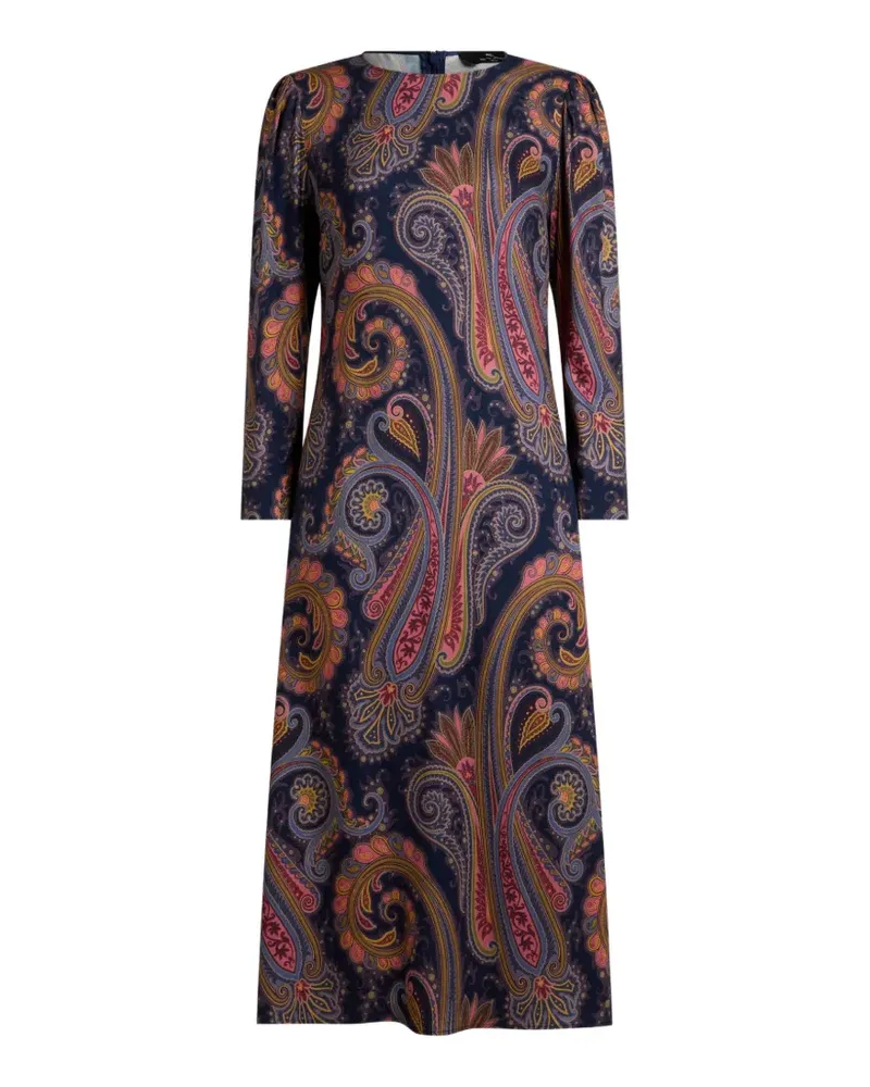 Etro crepe midi dress with Paisley motif - Blau Blau