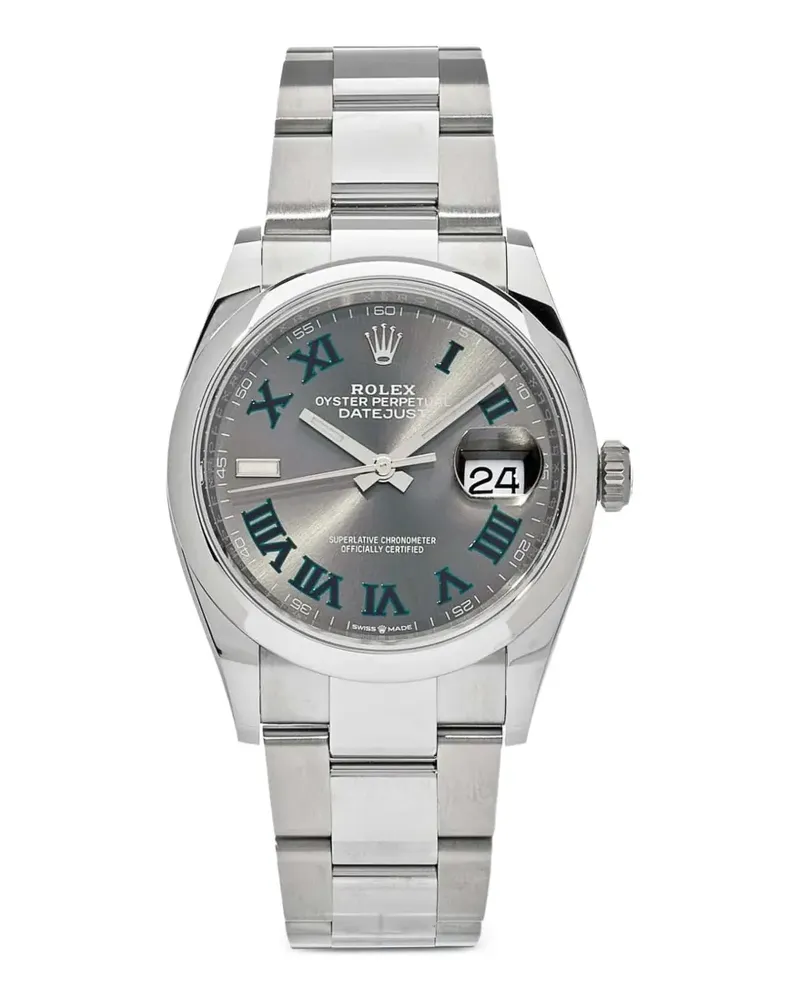 Rolex 2022 Datejust Oyster Armbanduhr aus Edelstahl 36mm - Grau Grau
