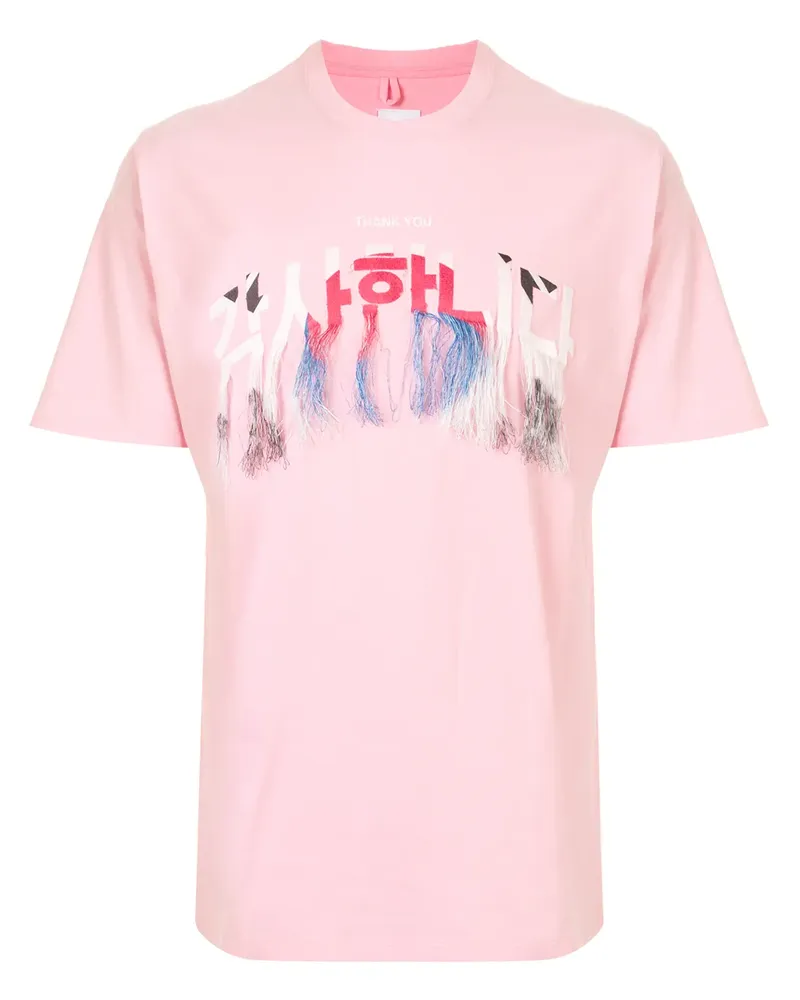 Doublet Besticktes T-Shirt mit Fransen - Rosa Rosa