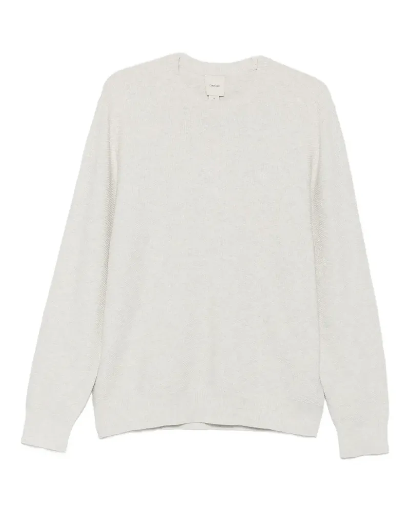Calvin Klein Waffelstrick-Pullover mit Logo-Stickerei - Grau Grau