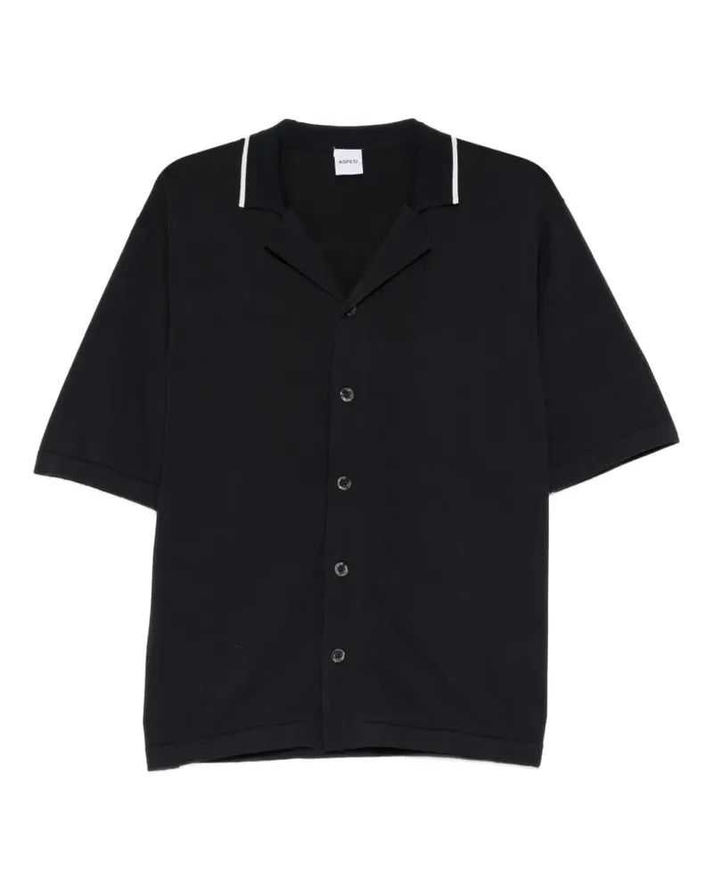 ASPESI Gestricktes Poloshirt mit Reverskragen - Blau Blau