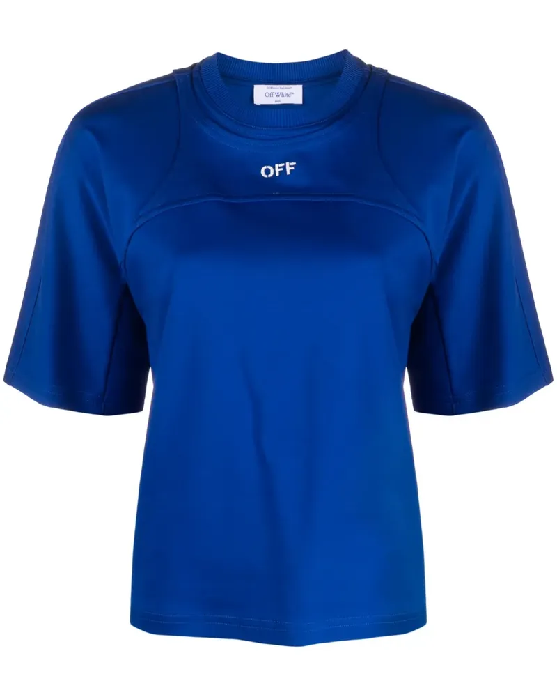 OFF-WHITE Cropped-T-Shirt mit Logo - Blau Blau