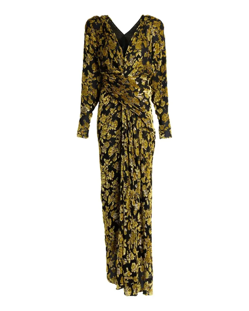 Balmain Langes Kleid aus Samt-Jacquard - Gold Gold