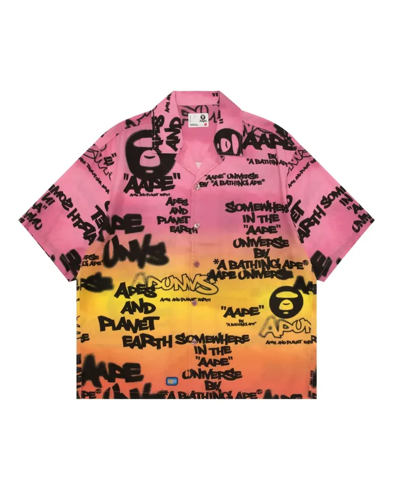 BAPE Aapeunvs Hemd mit Graffiti-Print - Rosa Rosa