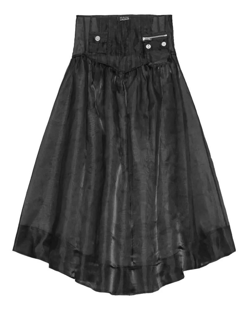 Ganni Midirock mit Organza-Tasche - Schwarz Schwarz