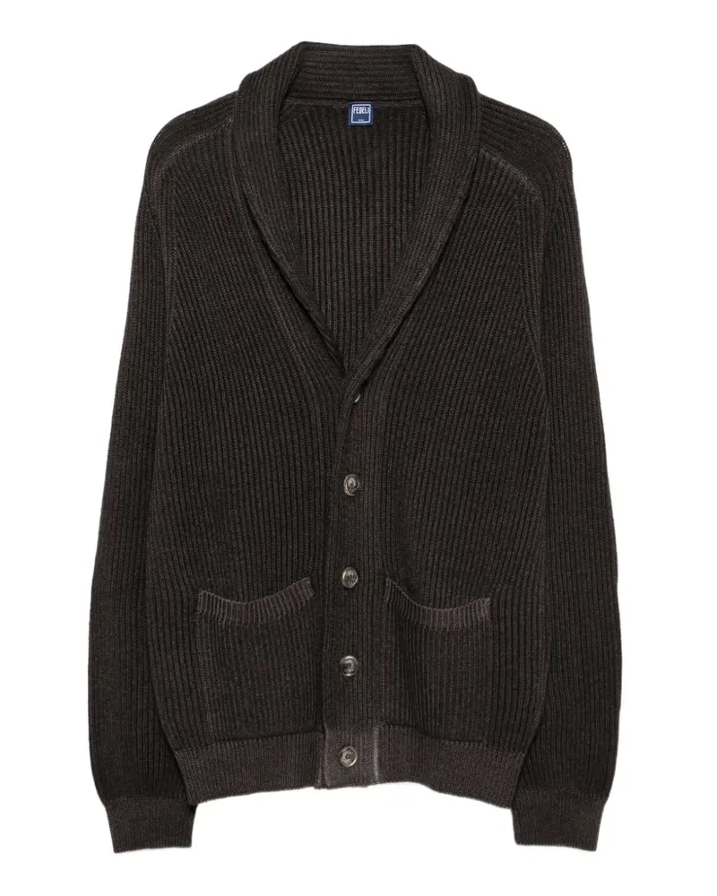 Fedeli Gerippter Cardigan mit Schalkragen - Braun Braun